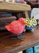 Scurry Beach Bird, Red — Handcrafted Mini Coastal Accent, 4″ x 5″