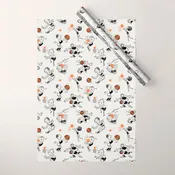Basketball Fun Comic Illustration Pattern with Balls on Grey Background Wrapping Paper