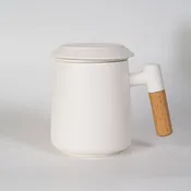 15oz Porcelain Tea Mug with Lid and Infuser | White