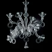 Clear Modern Murano Chandelier with Curved Arms and Ring Accents – DML503L8