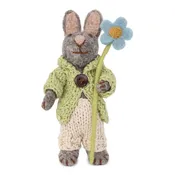 Grey Bunny With Jacket, Pants & Blue Anemone with String