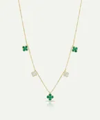 Aanika V. Emerald & Diamond Floral Station Necklace - 1.04 Ct. T.W.