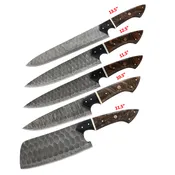 TheBoneEdge 5 Pcs Damascus Fordge Blade Chef's Knife Set Brown & Black  Resin Handle