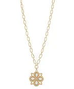Antique Quatrefoil Pendant Necklace Cream