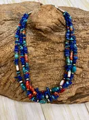 3 Strand Mixed Stones and Turquoise Necklace EEC