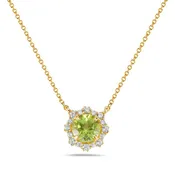 14K Yellow Gold Green Sapphire, Peridot & Diamond Necklace
