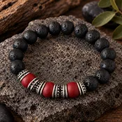 Lava Stone Bracelet with your Flower Petal Beads