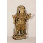 19th Century Carved Polychrome Samurai Sculpture