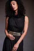 Cascading Chain Waist Belt - Black/Gold