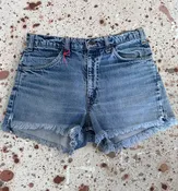 Vintage 1970'S Levi USA 517 Orange Tab "E" Super Wash Cut-Off Denim Shorts w/ Talon 42 Zipper (JYJ0526-505)