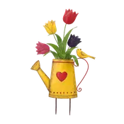 Backyard Expressions Yellow Watering Can Garden Stake 23 in.