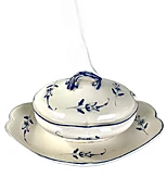 Antique Blue and White Mennecy Porcelain Tureen Mid-18th Century France Ca. 1750