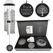 Gift Bundle - Serenity Memorial Wind Chimes, Thoughtful Gift For Special Occasions or Reflections Amazing Grace Scripture 40"