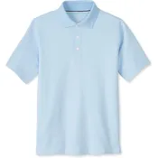 French Toast Adaptive Short Sleeve Polo Shirt | Hook and Loop Placket | Flat Seams(Light Blue (New))