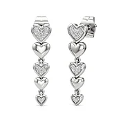 1/10 CT. T.W. Diamond Graduated Alternating Hearts Linear Drop Earrings in Sterling Silver