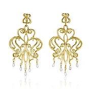 18k Gold and Diamond Marrakesh Crowning Chandeliers with Diamond Briolettes