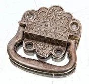 1870's refinished ornamental cast iron american victorian-era strong box or cabinet drop handle pull