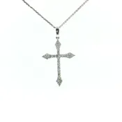 0.40ctw Diamond Cross Pendant 14K White Gold | 18" Necklace