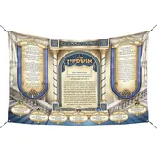 5x3ft Sukkot Fabric - Ushpizin & Netilat Lulav Design