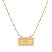 April White Topaz Sunburst Birthstone Tablet Necklace