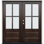 4-Lite Low-E Espresso Mahogany Prehung Double Wood Door Unit #EM5204