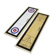 Curling and Shuffleboard 2 in 1 Table Top Game with 8 Rolling Discs