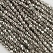 3mm - Black with Antique Silver Finish - Fire Polished