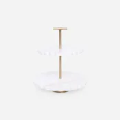 2-Tier Scallop Marble Stand with Handle