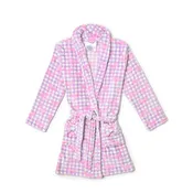 Fleece Gingham Bow Printed Bathrobe