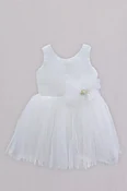 Pleated Tulle Flower Girl Dress with Sash
