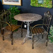 19th Century French Marble and Iron Bistro Table