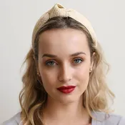Bohemian Straw Rattan Knotted Headband in Ivory