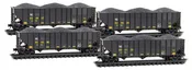 100-Ton 3-Bay Ribside Open Hopper w/Coal Load 4-Pack - Ready to Run -- Wheeling & Lake Erie #834827, 834924, 834986, 835123 (Ex-CSX, black)