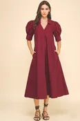 Avery midi dress in maroon