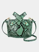 Angelic Italian Python Leather Handbag Green Zebra
