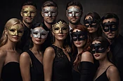 16 PACK Mardi Gras Bulk Masks Black Silver Gold  Wholesale Venetian Masks Bulk  1847SDZ