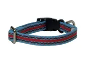 blue and red stripe tiny collar
