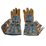 SOLD- Pair of Nez Perce Beaded Gauntlet Gloves — Wolf Hall Antiques
