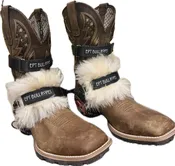 Adult Boot Size 10 or Larger Black Nylon w Sheep Wool Pads Spur Strap Kit 1" - EPT Bull Ropes Brand