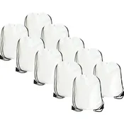 10 Drawstring Tote Bags - White