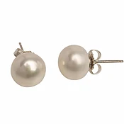 Classic Button Cultured Pearl Post Earrings 7mm Natural White Freshwater