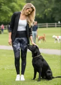Black Lab LeggingsDenimaxx Women’s Black Lab Print Adjustable High-Rise Leggings