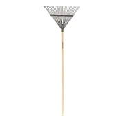 24 Tine Steel Leaf Rake Wood Long Handle