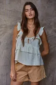 Belle Scoop Neck Tie Front Top