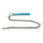 Chain Leash with Wrist Strap by Fetish Pleasure Play in Teal - 31"