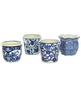 Large Blue/White Planter, 4 Assorted