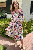 Aster Dress - Fiori Florance - White/Red