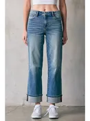 28" Mid Rise Classic Straight Jeans with Finished Cuffs