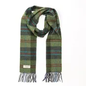 100% Irish Lambswool Long Scarf - Green w/ Red Over Check Plaid