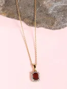 0.73 Ct. Glass Filled Ruby Solid 10k Yellow Gold Chain Pendant Necklace Jewelry